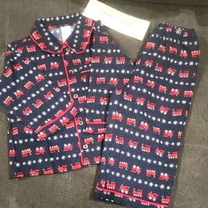 Janie and Jack Blue and Red Pajama Sets with Fire Truck Design